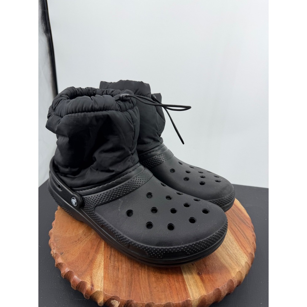 Crocs Classic Lined Neo Puff Boot Mens Size 13 Black Insulated Faux Fur Clog